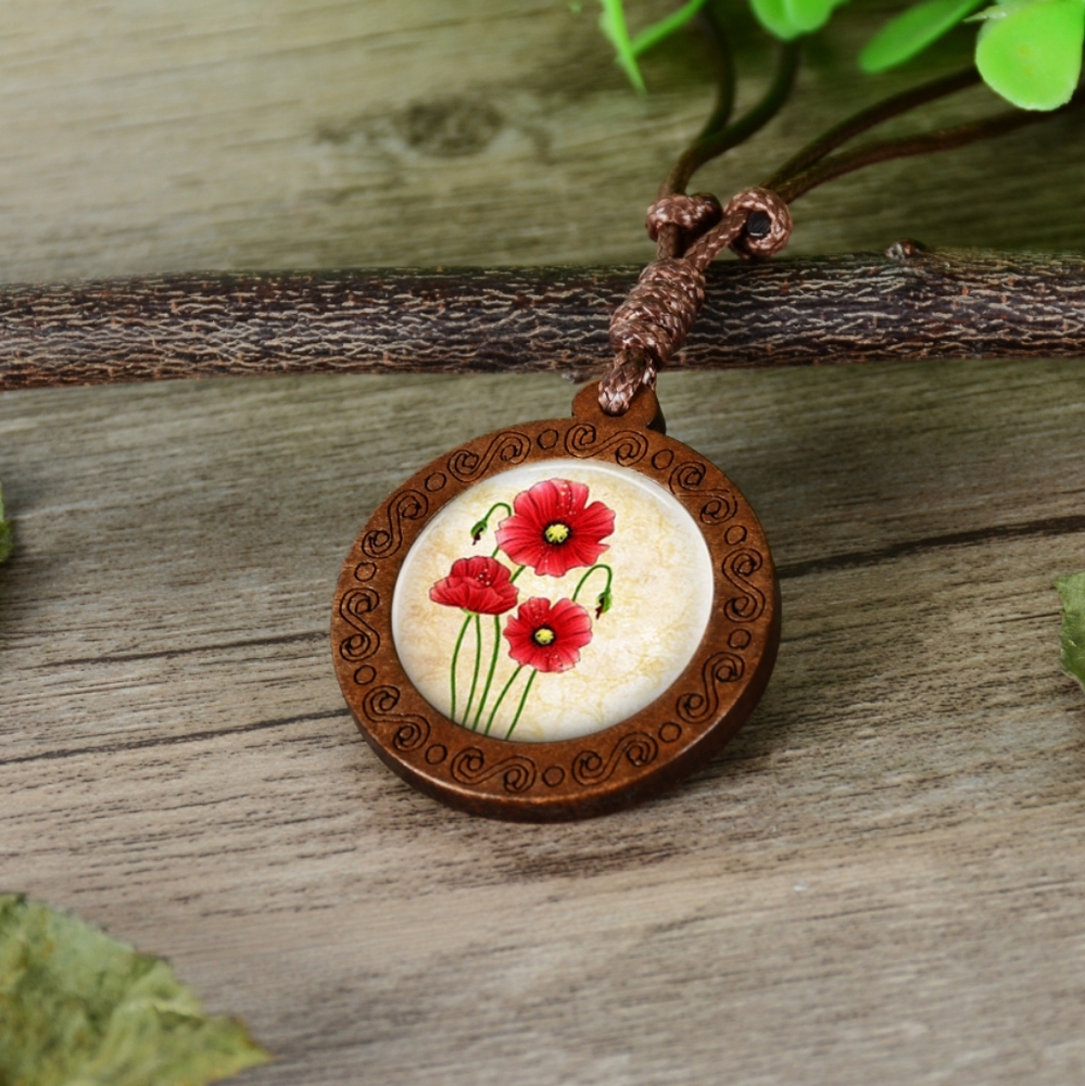 Whimsical poppies necklace